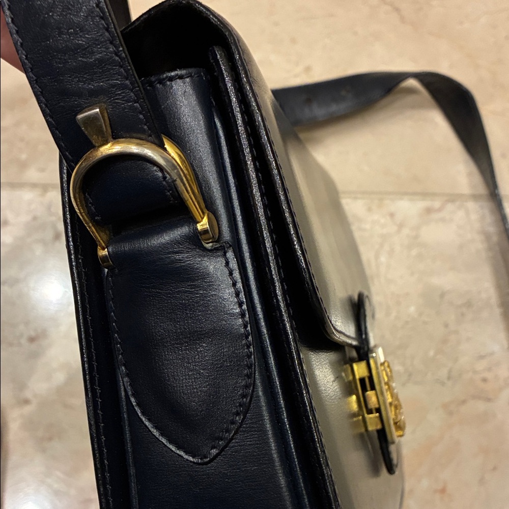 Celine Navy Shoulder Bag with Gold Accent - Picture 5 of 10